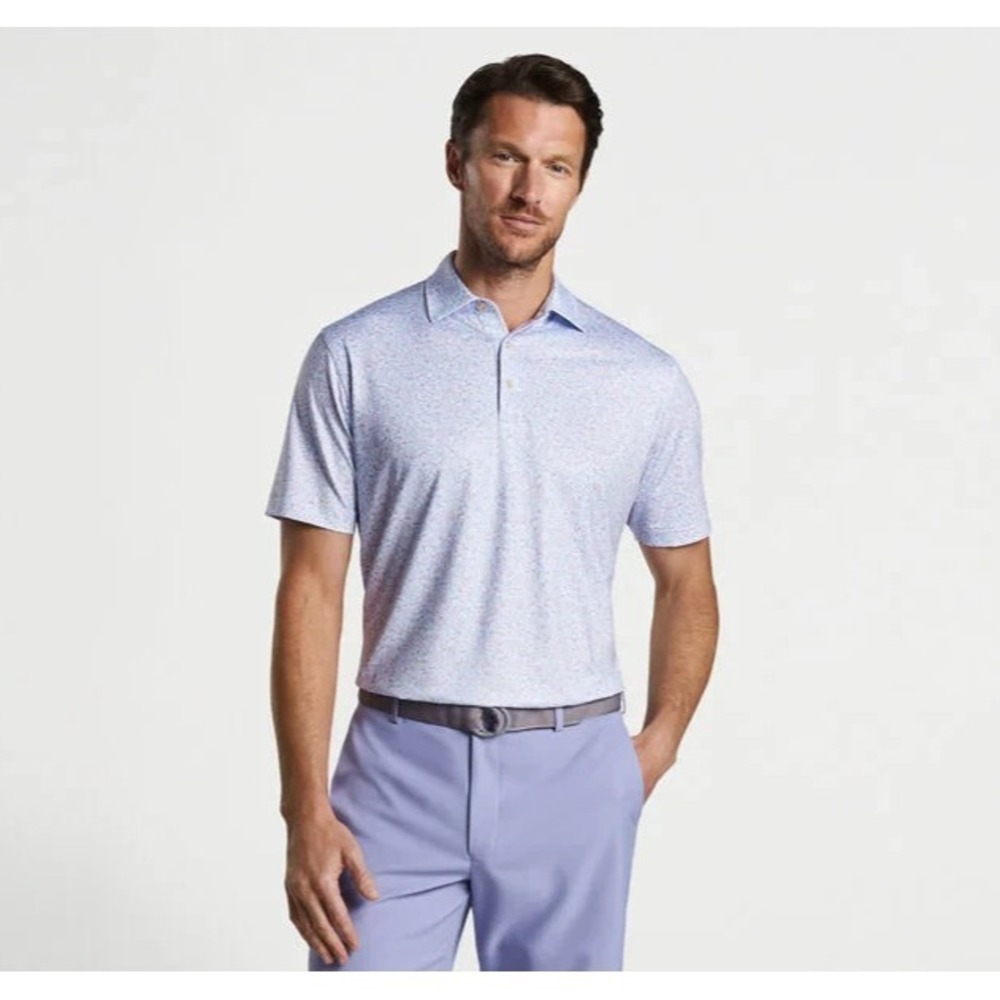 Peter Millar‎ Dazed & Transfused Golf Polo Men's Large L Multi Geometric UPF 50